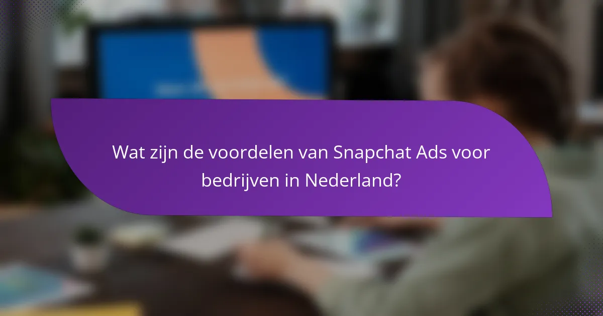Wat zijn de voordelen van Snapchat Ads voor bedrijven in Nederland?