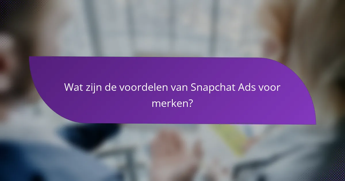 Wat zijn de voordelen van Snapchat Ads voor merken?