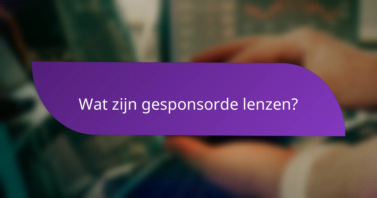Wat zijn gesponsorde lenzen?
